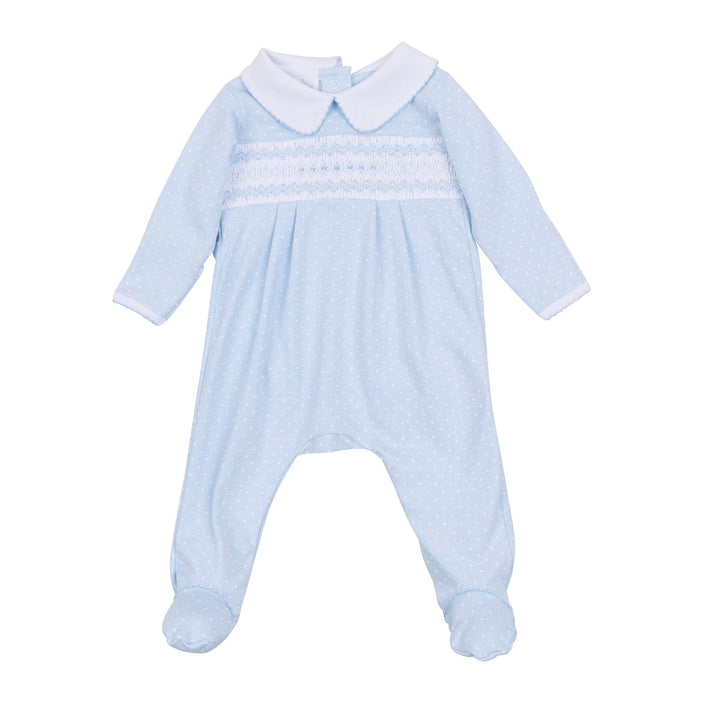 Luca's Classics Smocked Footie - Light Blue