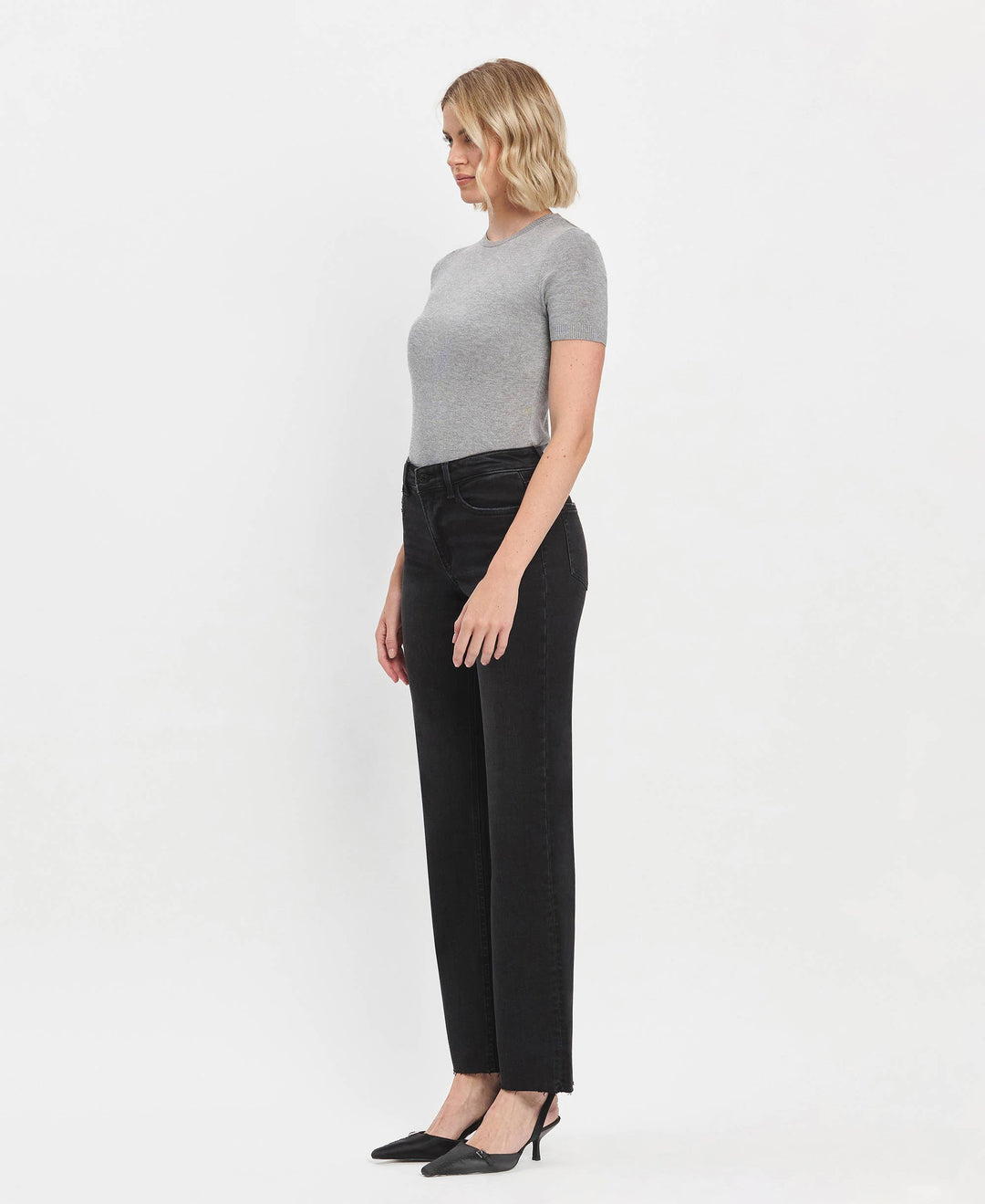Smooth High Rise Slim Wide Jeans