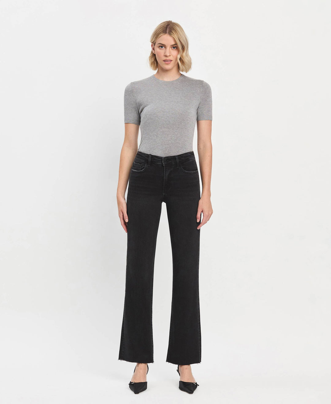 Smooth High Rise Slim Wide Jeans