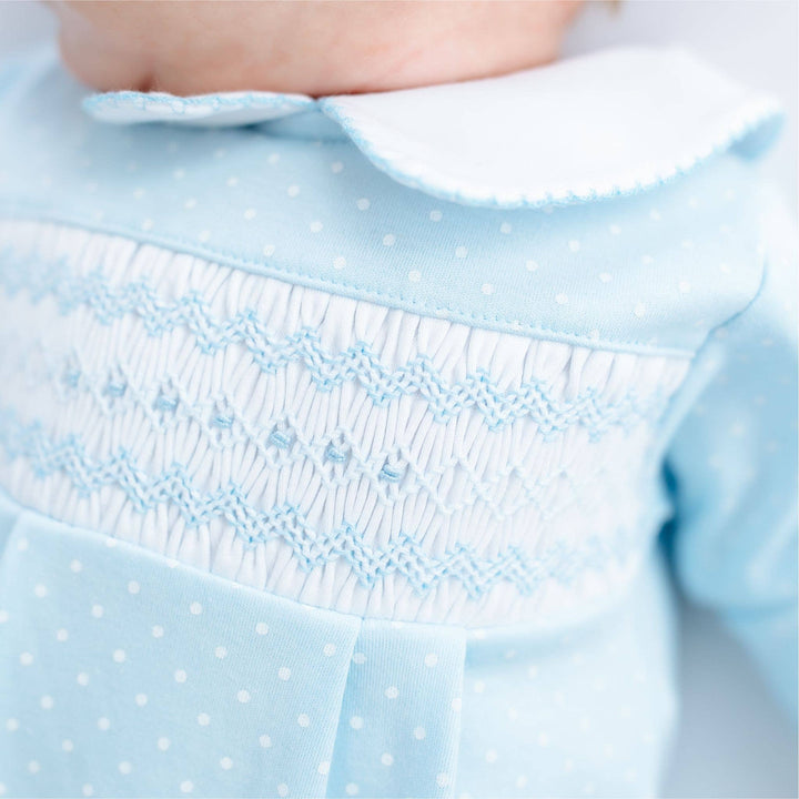 Luca's Classics Smocked Footie - Light Blue