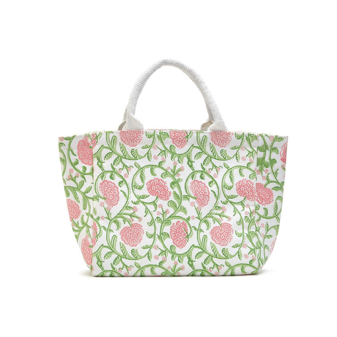 Floral Block Print Thermal Lunch Tote Bag