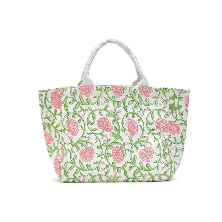 Floral Block Print Thermal Lunch Tote Bag