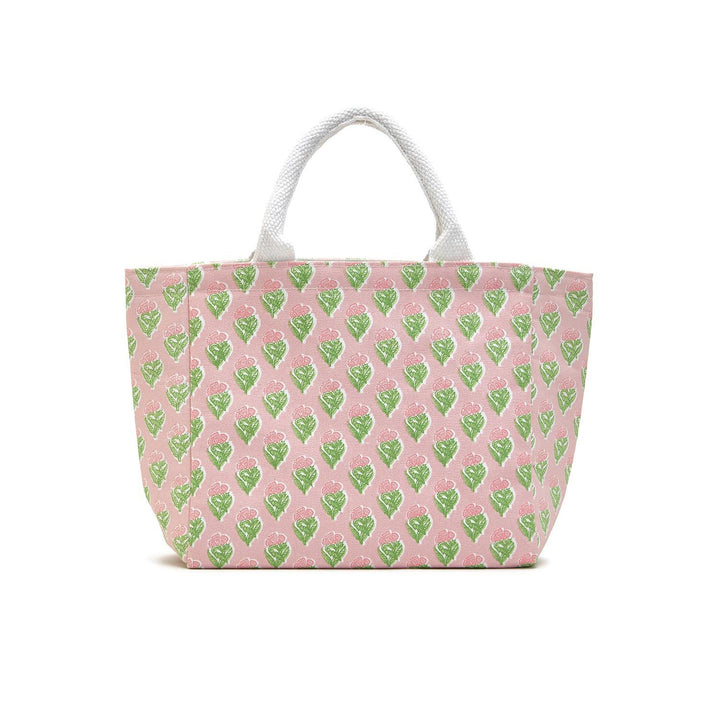 Floral Block Print Thermal Lunch Tote Bag