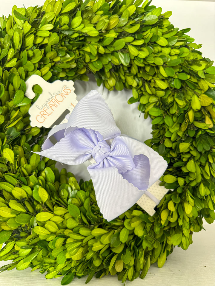 1/4" Nylon Headband W/Scalloped Bow 5.5"