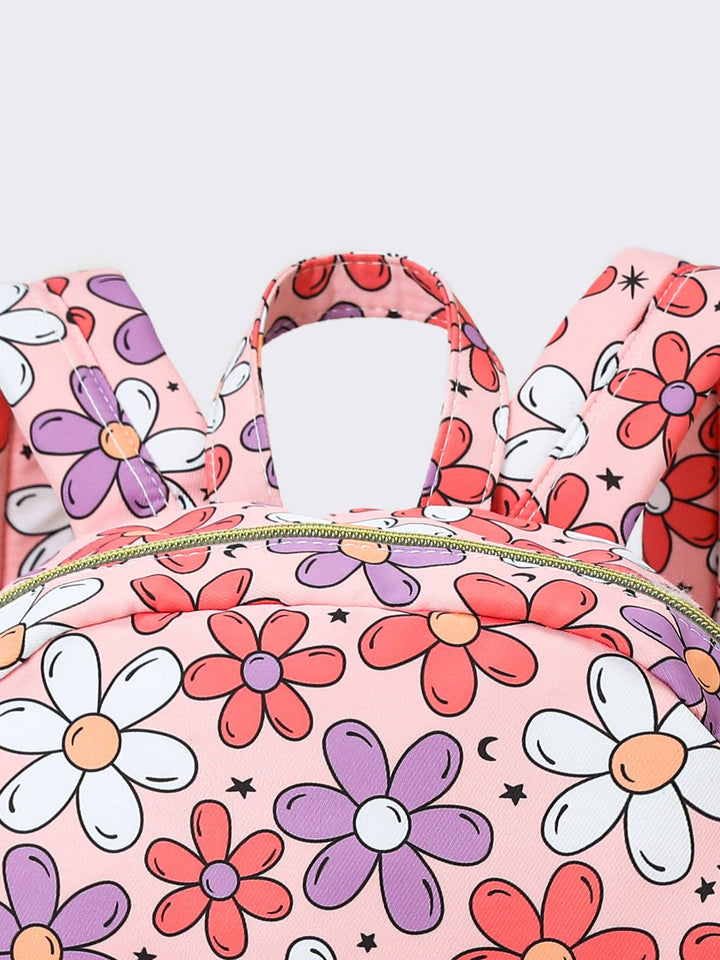 Flower Printed Girls Ruffle Backpack