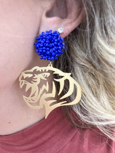 Go Tigers Pom Earrings