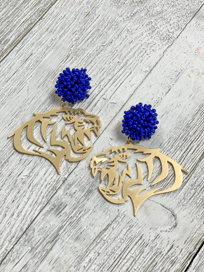 Go Tigers Pom Earrings