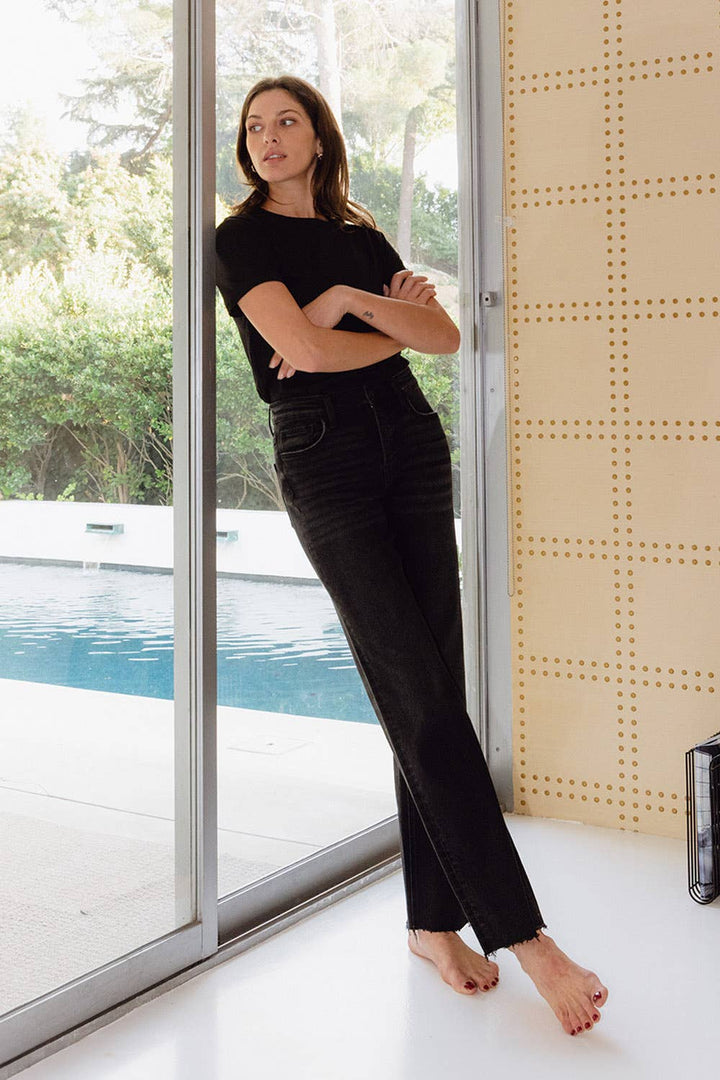 Smooth High Rise Slim Wide Jeans