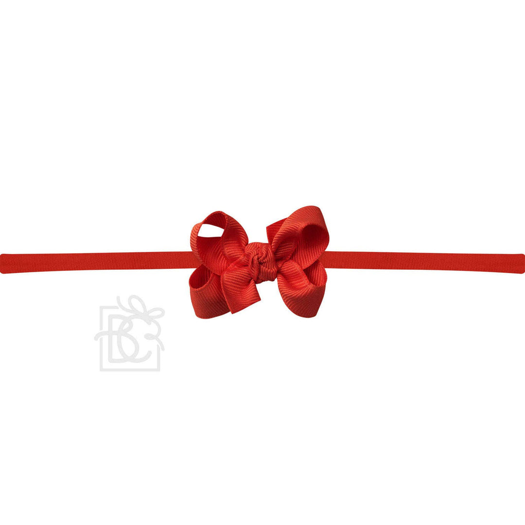 1/4" NYLON PANTYHOSE HEADBAND W/SIGNATURE GROSGRAIN BOW