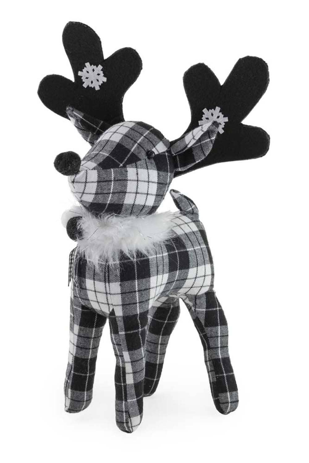 16" Serena Black and White Plaid Deer Christmas Accent
